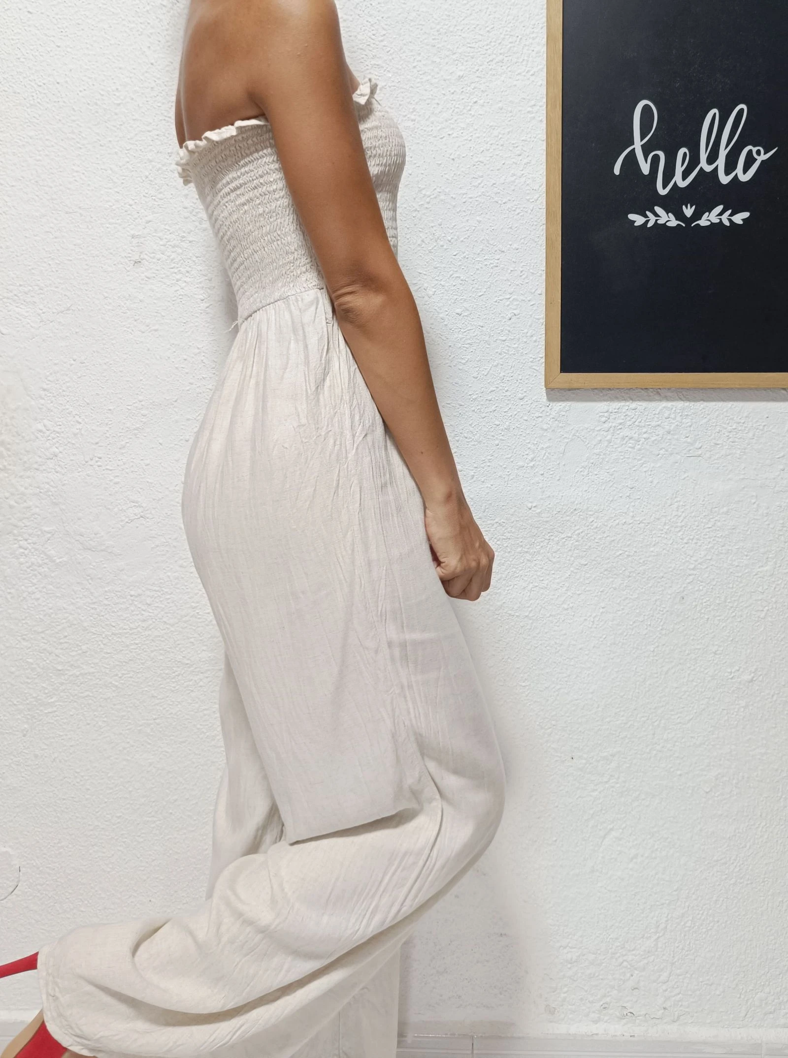 Linnen en viscose jumpsuit Stradivarius dames – photo 3
